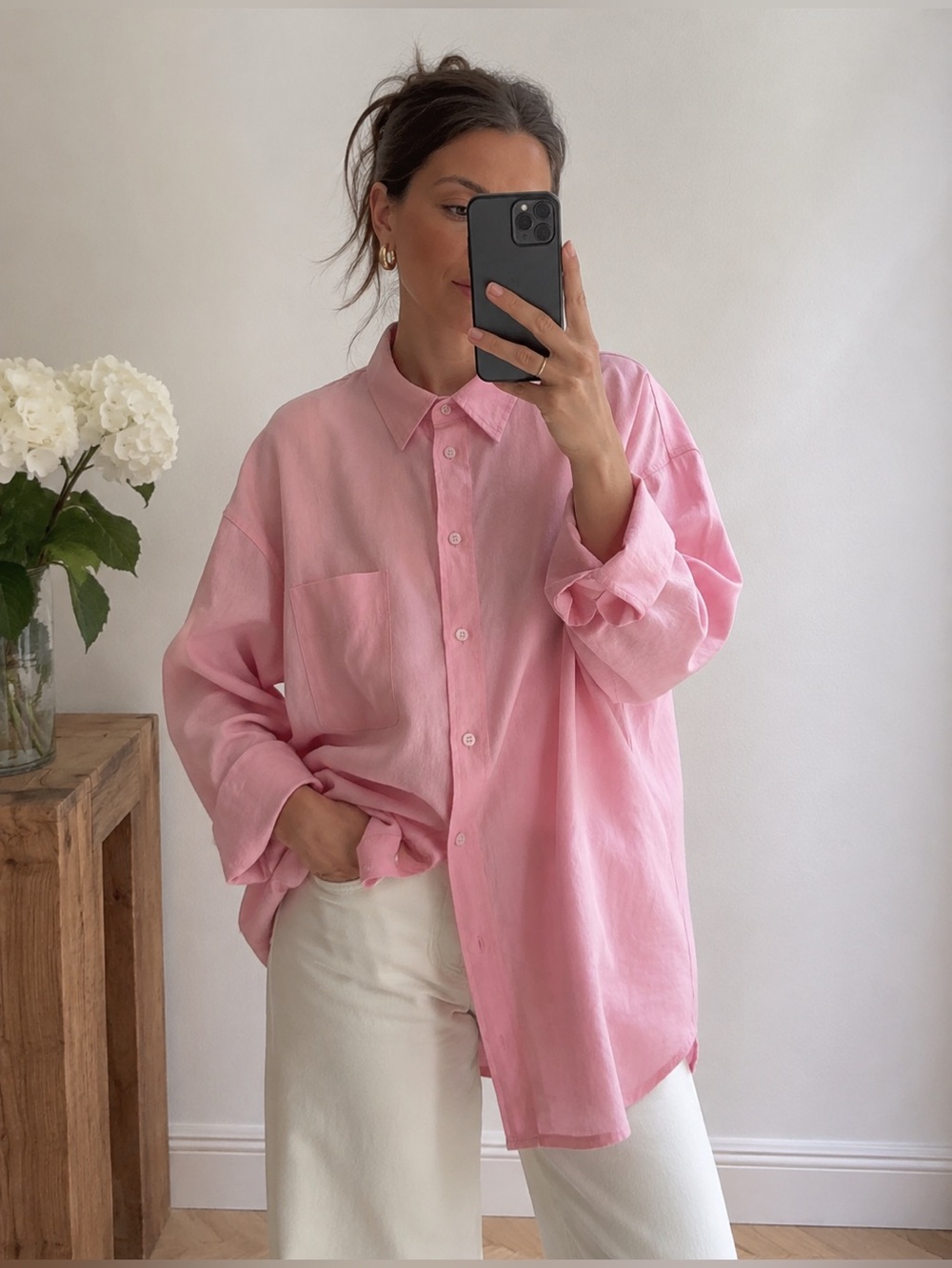 Pink linen shirt